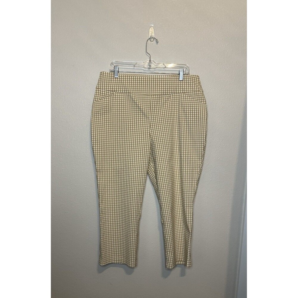 Versona Capri Pants Tan Gingham Check Size 16